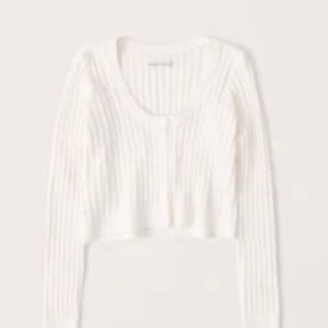 Ribbed Cropped Cardigan ~ Off White Size M